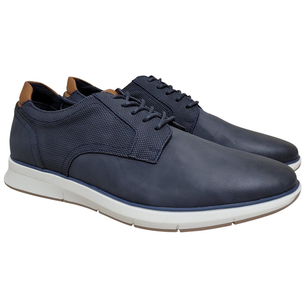 Alfani Men Landan Plain Toe Derby Oxfords Size US 11.5M Navy Blue Faux Leather